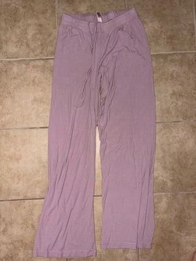 SKIMS Lavender Ribbed Wide-Leg Lounge Pants